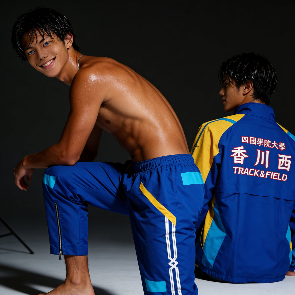 ミズノ　四国学院大学 香川西高校 男子陸上部　ウォームアップウインドブレーカー上下　サイズXO