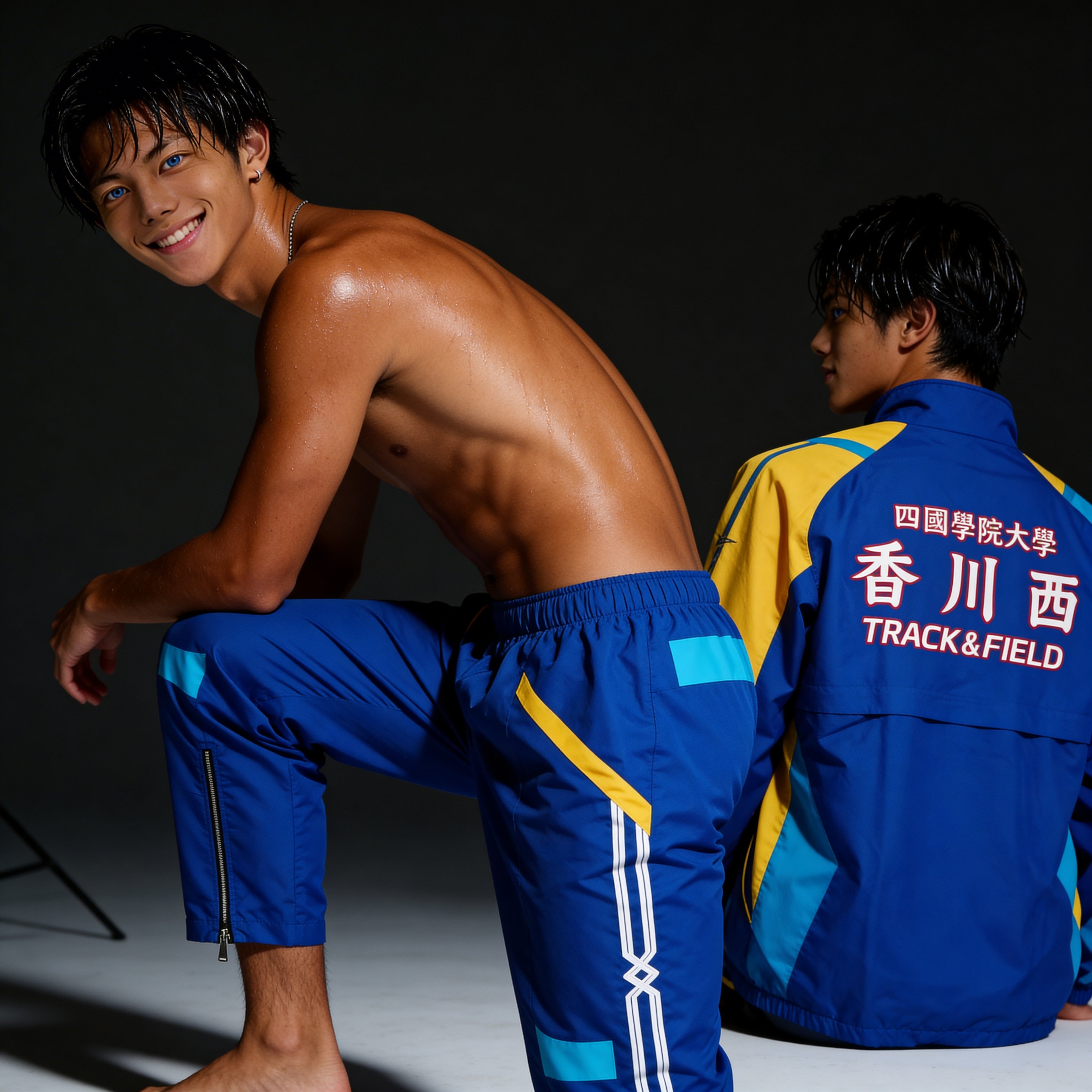 ミズノ　四国学院大学 香川西高校 男子陸上部　ウォームアップウインドブレーカー上下　サイズXO