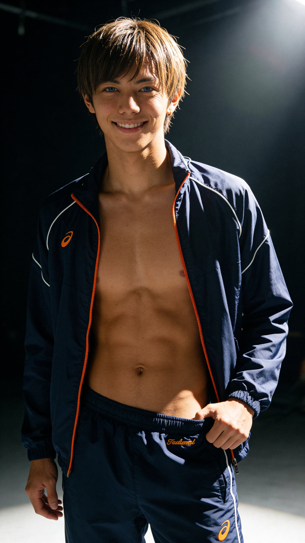 アシックス　裾野高校　男子陸上部　ウォームアップウインドブレーカー上下　サイズL