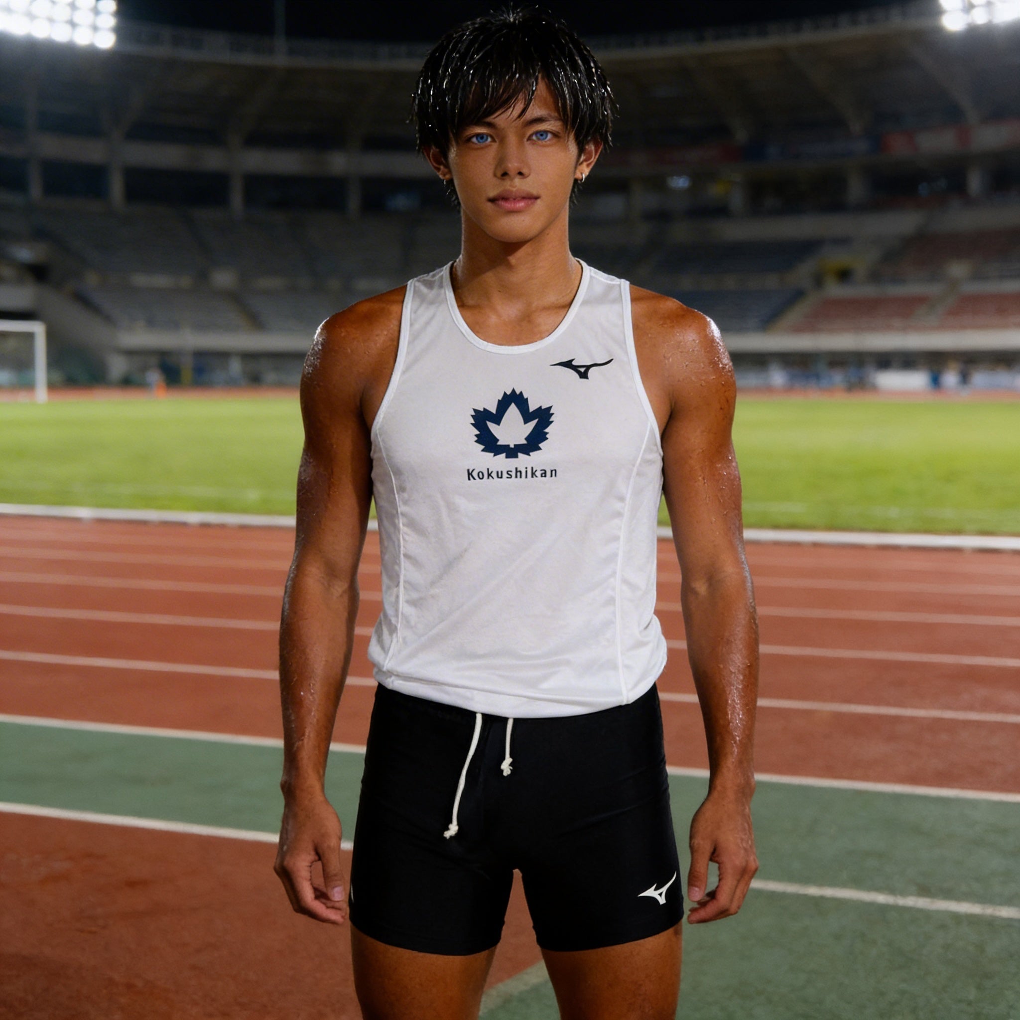 ミズノ　国士舘大学陸上部　ランシャツ　スパッツ