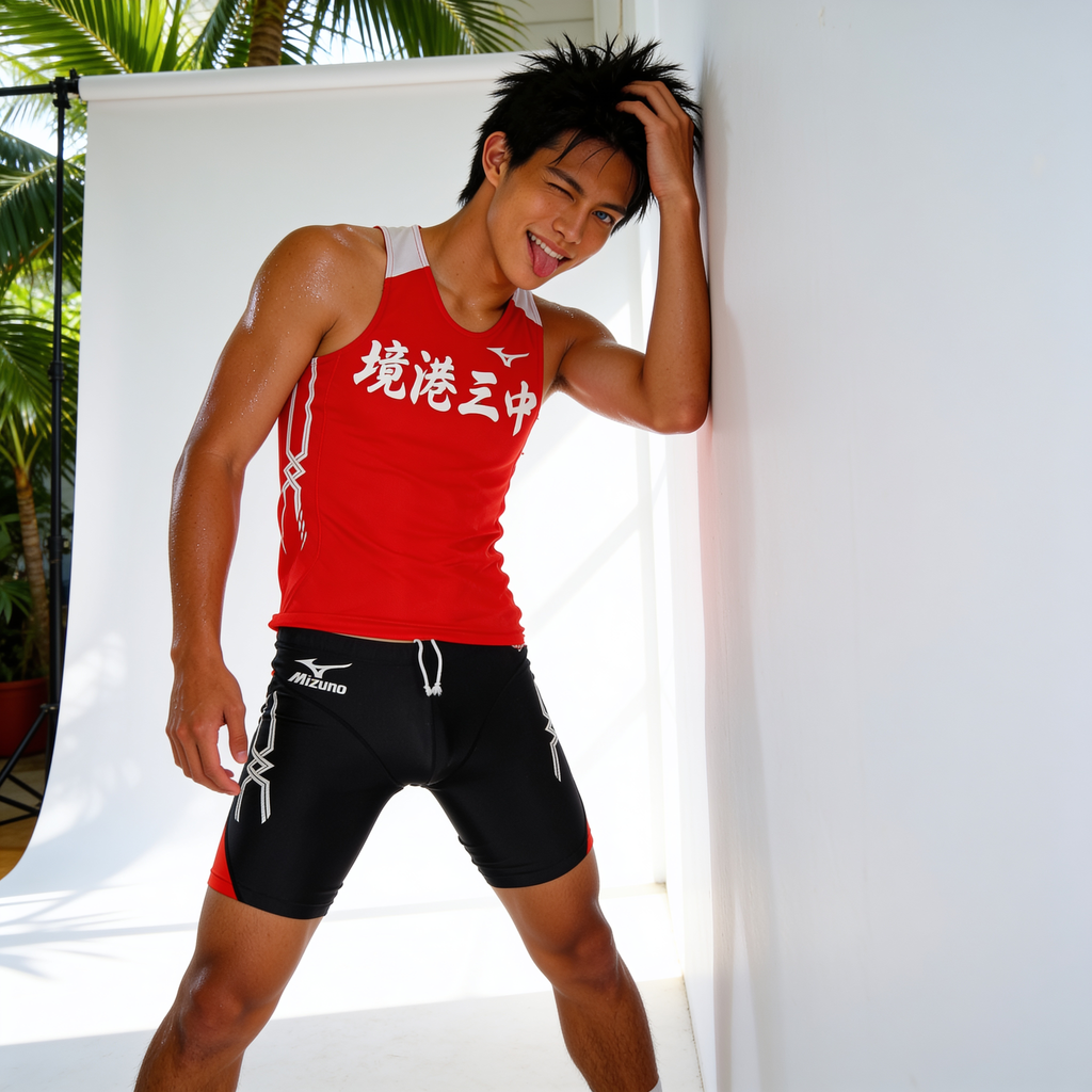 ミズノ　境港中学　#男子陸上部 レーシングスパッツ　ランシャツ